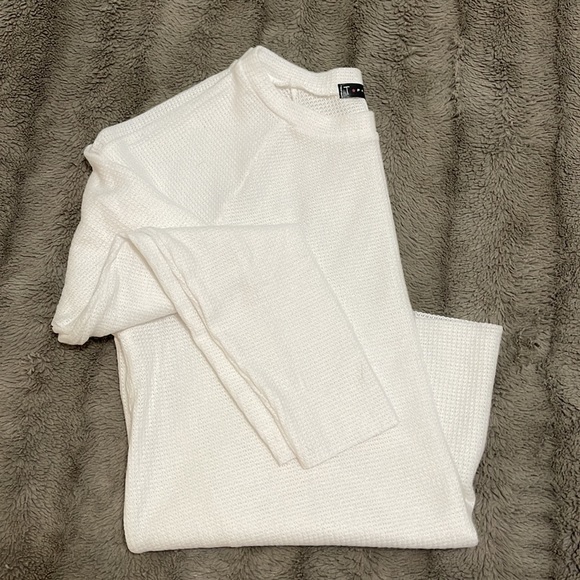 White long sleeve waffle top - Picture 2 of 5